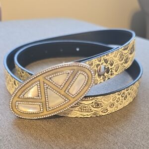 CAbi Gold and Black Textured Belt